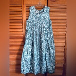 Vintage Laura Ashley Blue Floral Cotton Pinafore Dress Sz 8 UK/6 US